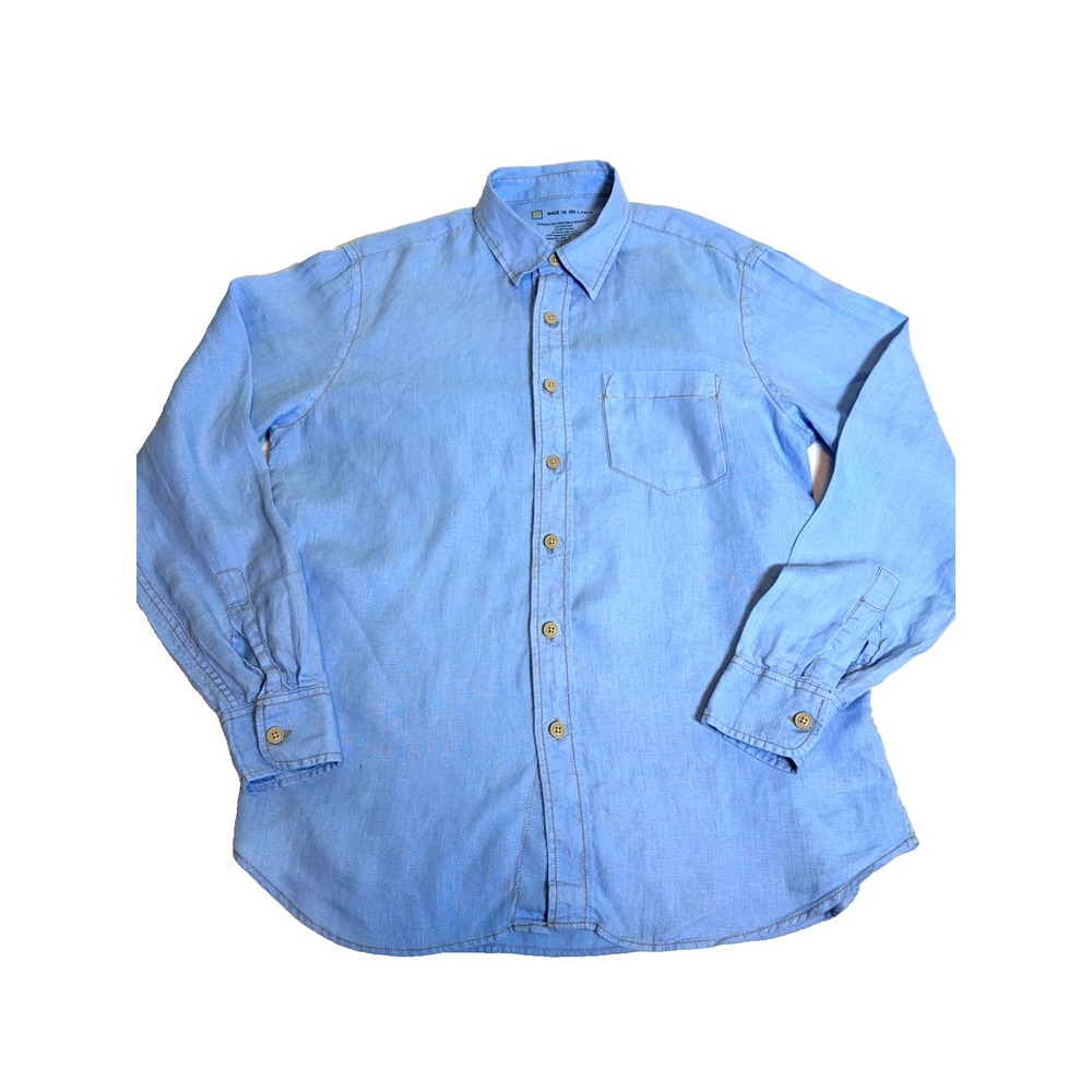 Gap 100% Linen Blue Long Slv Button Down Shirt~Mens  M~Breathable Office Casual